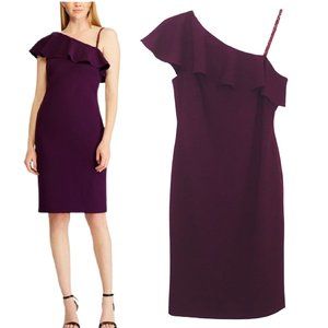Lauren Ralph Lauren One Shoulder Embellished Strap Cocktail Dress Size 4 NEW